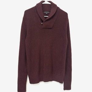 BANANA REPUBLIC Cotton Wool Maroon Ribbed Long Sleeve Knit Sweater Men's Size S